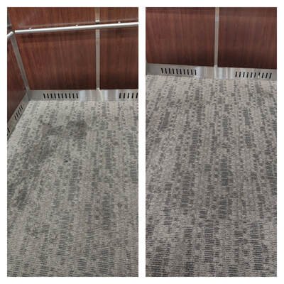 Office carpet tile before and after commercial cleaning